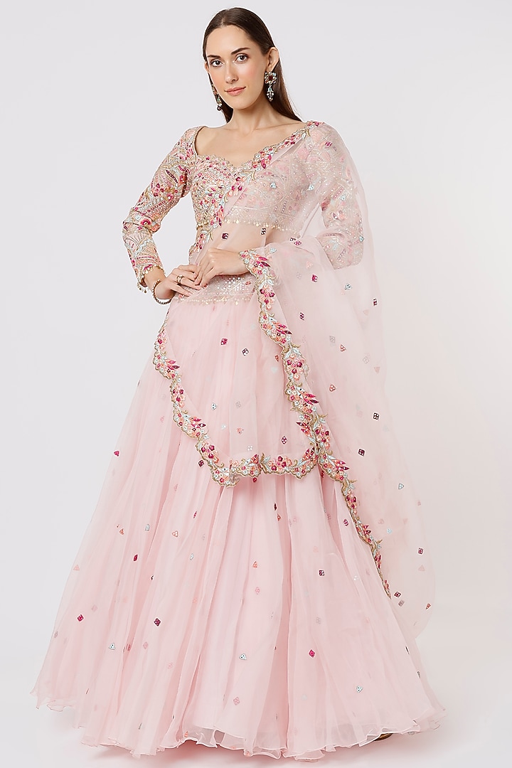 Blush Pink Embroidered Bridal Lehenga Set by Tamanna Punjabi Kapoor at Pernia's Pop Up Shop