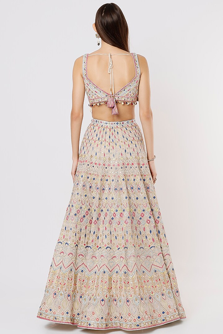 Off-White Embroidered Bridal Lehenga Set by Tamanna Punjabi Kapoor at Pernia's Pop Up Shop