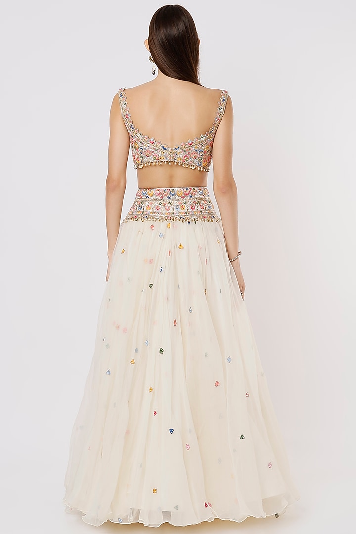 White Embroidered Wedding Lehenga Set by Tamanna Punjabi Kapoor at Pernia's Pop Up Shop