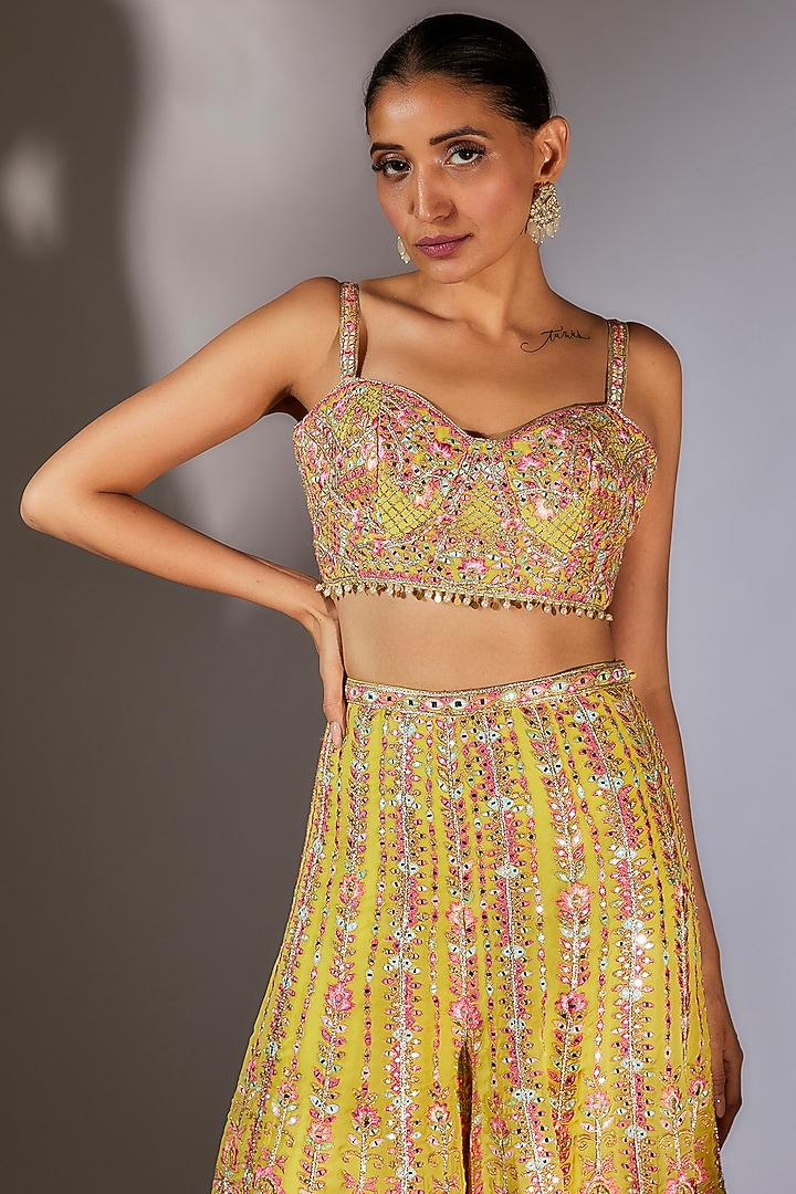 Yellow Georgette Embroidered Cape Set by Tamanna Punjabi Kapoor at Pernia's Pop Up Shop