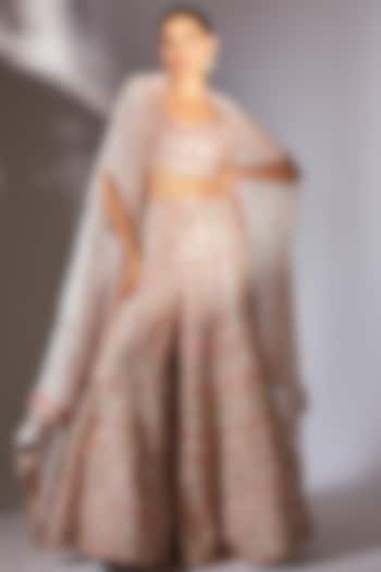 Light Pink Georgette Embroidered Cape Set by Tamanna Punjabi Kapoor at Pernia's Pop Up Shop