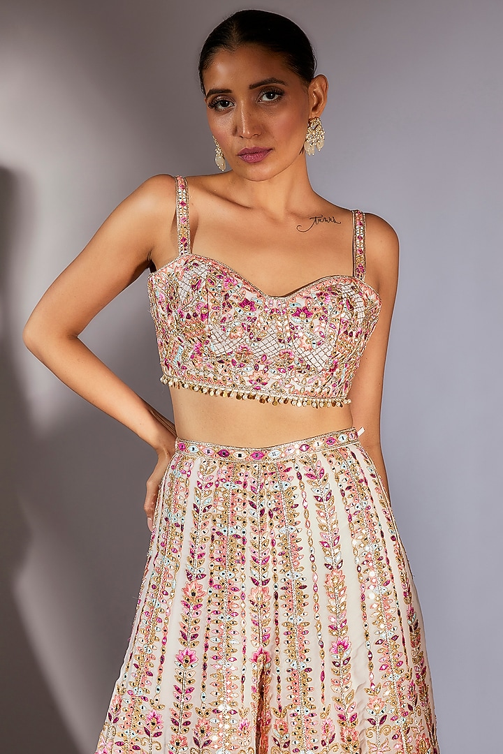 Light Pink Georgette Embroidered Cape Set by Tamanna Punjabi Kapoor at Pernia's Pop Up Shop