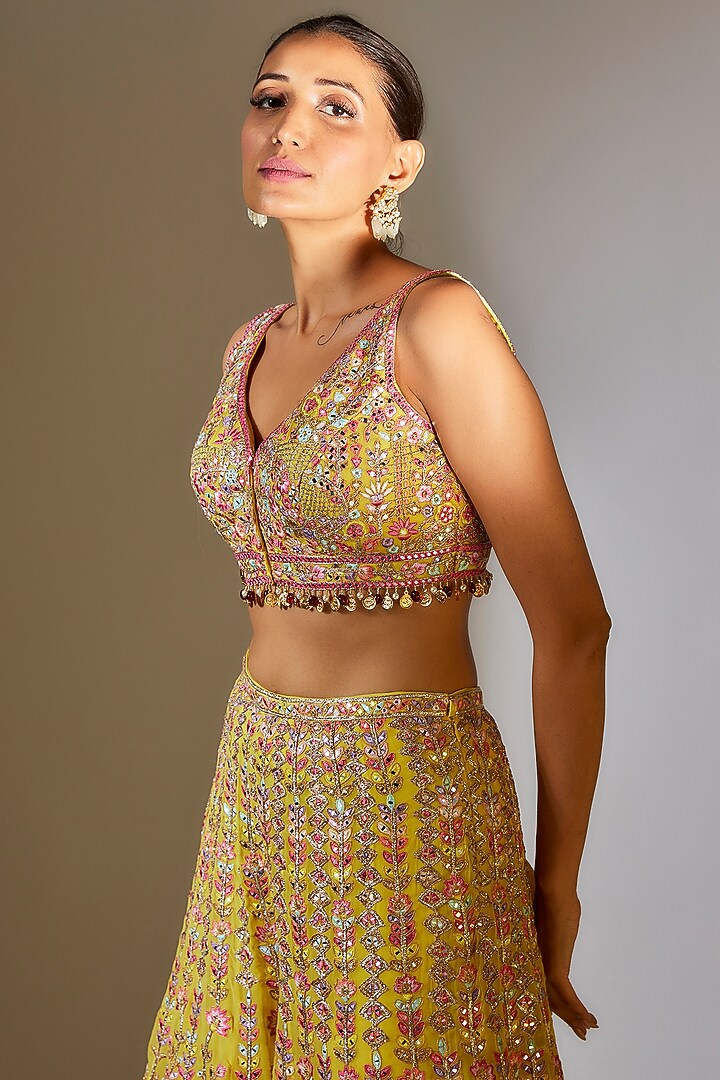 Yellow Georgette Embroidered Cape Set by Tamanna Punjabi Kapoor at Pernia's Pop Up Shop