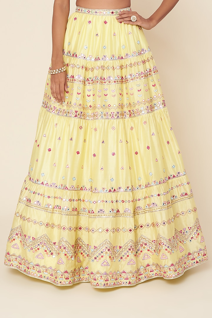 Lemon Yellow Embroidered Bridal Lehenga Set by Tamanna Punjabi Kapoor at Pernia's Pop Up Shop
