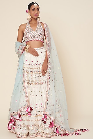 Ivory Embroidered Lehenga Set by Tamanna Punjabi Kapoor