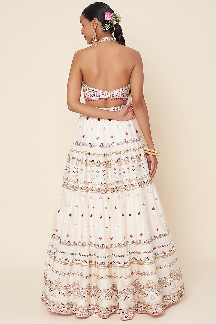 Ivory Embroidered Bridal Lehenga Set by Tamanna Punjabi Kapoor at Pernia's Pop Up Shop