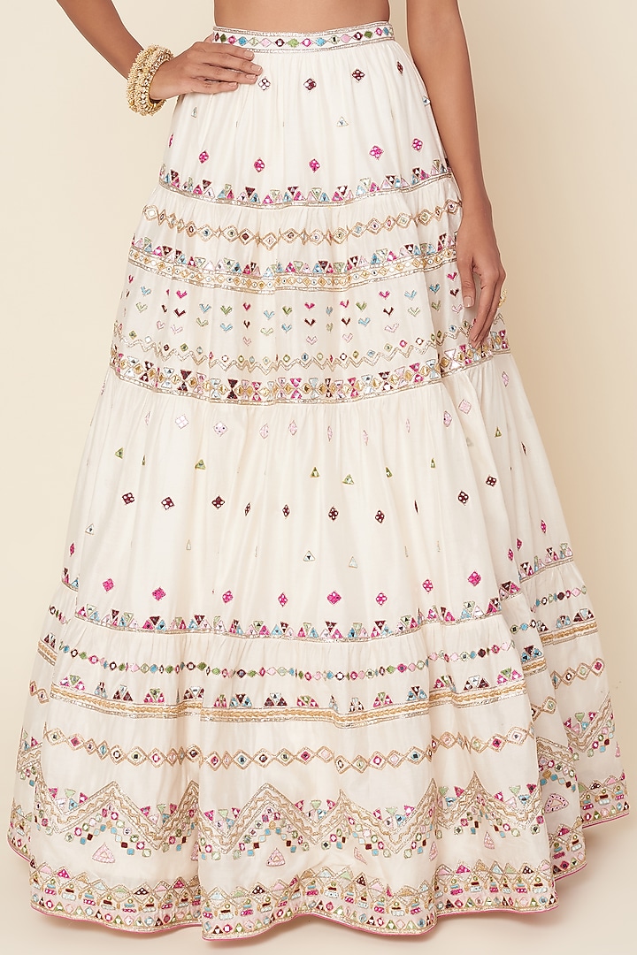 Ivory Embroidered Bridal Lehenga Set by Tamanna Punjabi Kapoor at Pernia's Pop Up Shop