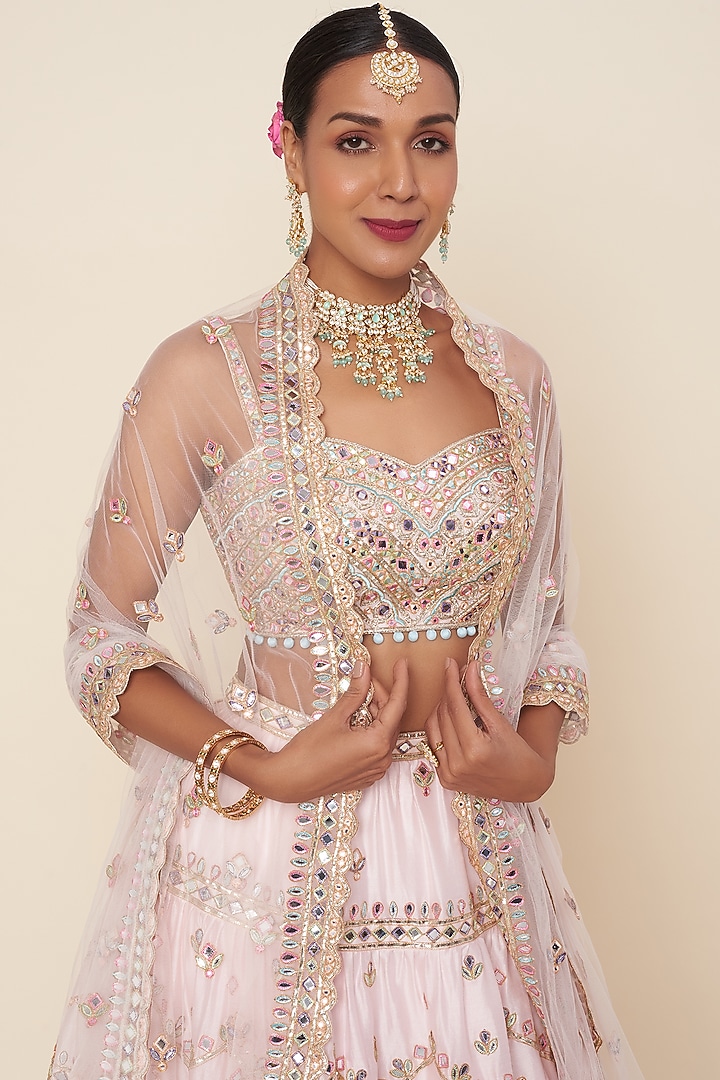 Blush Pink Embroidered Bridal Lehenga Set by Tamanna Punjabi Kapoor at Pernia's Pop Up Shop