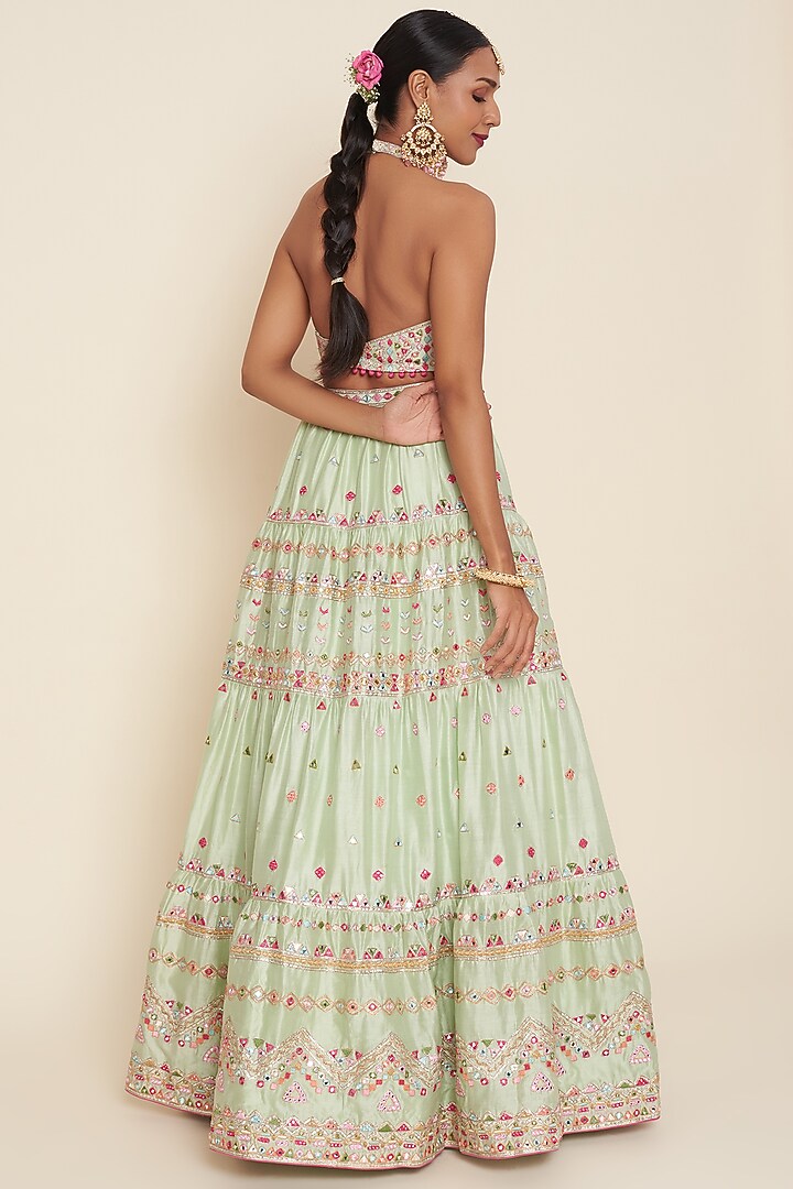 Mint Green Embroidered Bridal Lehenga Set by Tamanna Punjabi Kapoor at Pernia's Pop Up Shop