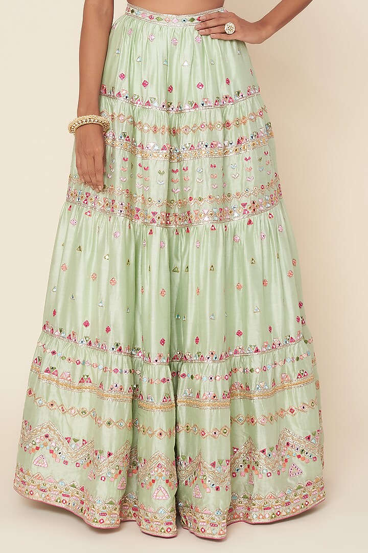 Mint Green Embroidered Bridal Lehenga Set by Tamanna Punjabi Kapoor at Pernia's Pop Up Shop