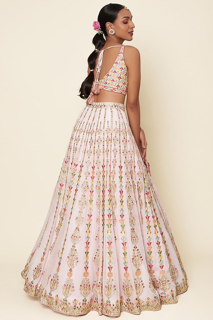 Light Pink Embroidered Bridal Lehenga Set by Tamanna Punjabi Kapoor at Pernia's Pop Up Shop