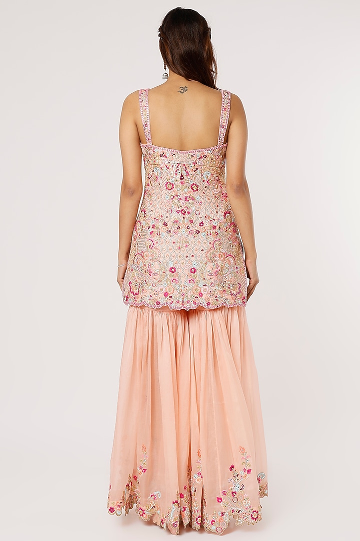 Peach Organza Gharara Set by Tamanna Punjabi Kapoor at Pernia's Pop Up Shop