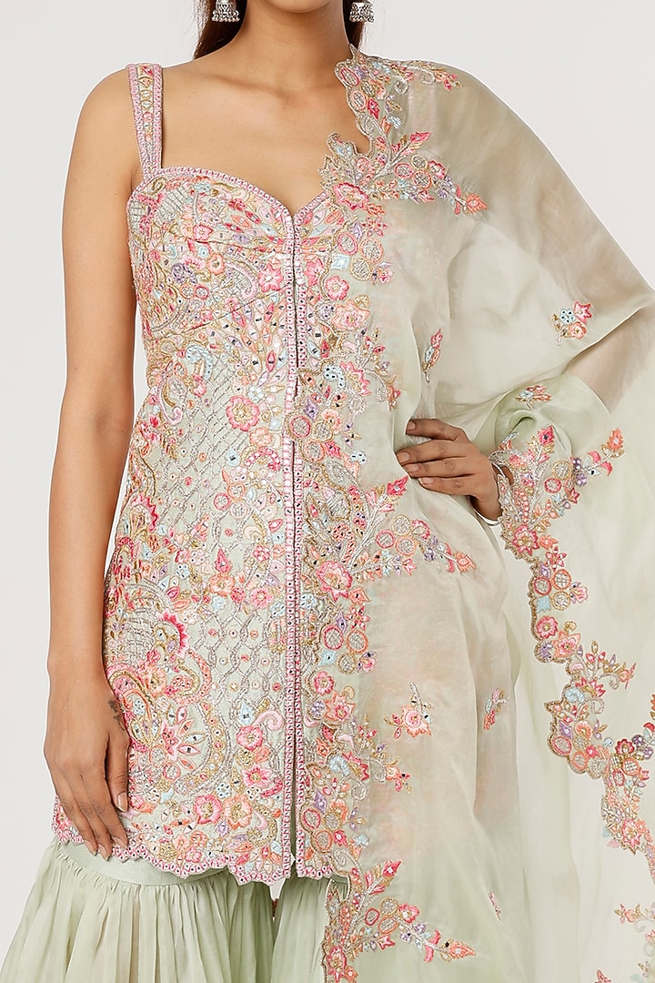 Mint Organza Gharara Set by Tamanna Punjabi Kapoor at Pernia's Pop Up Shop