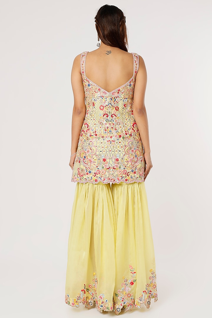 Yellow Organza Gharara Set by Tamanna Punjabi Kapoor at Pernia's Pop Up Shop