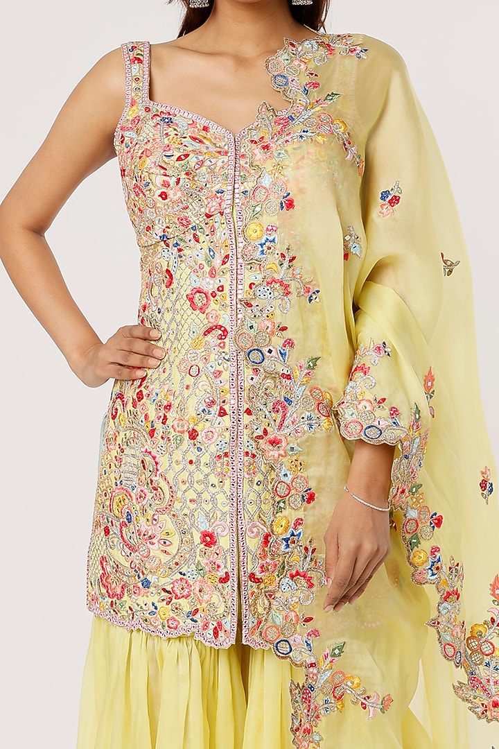 Yellow Organza Gharara Set by Tamanna Punjabi Kapoor at Pernia's Pop Up Shop