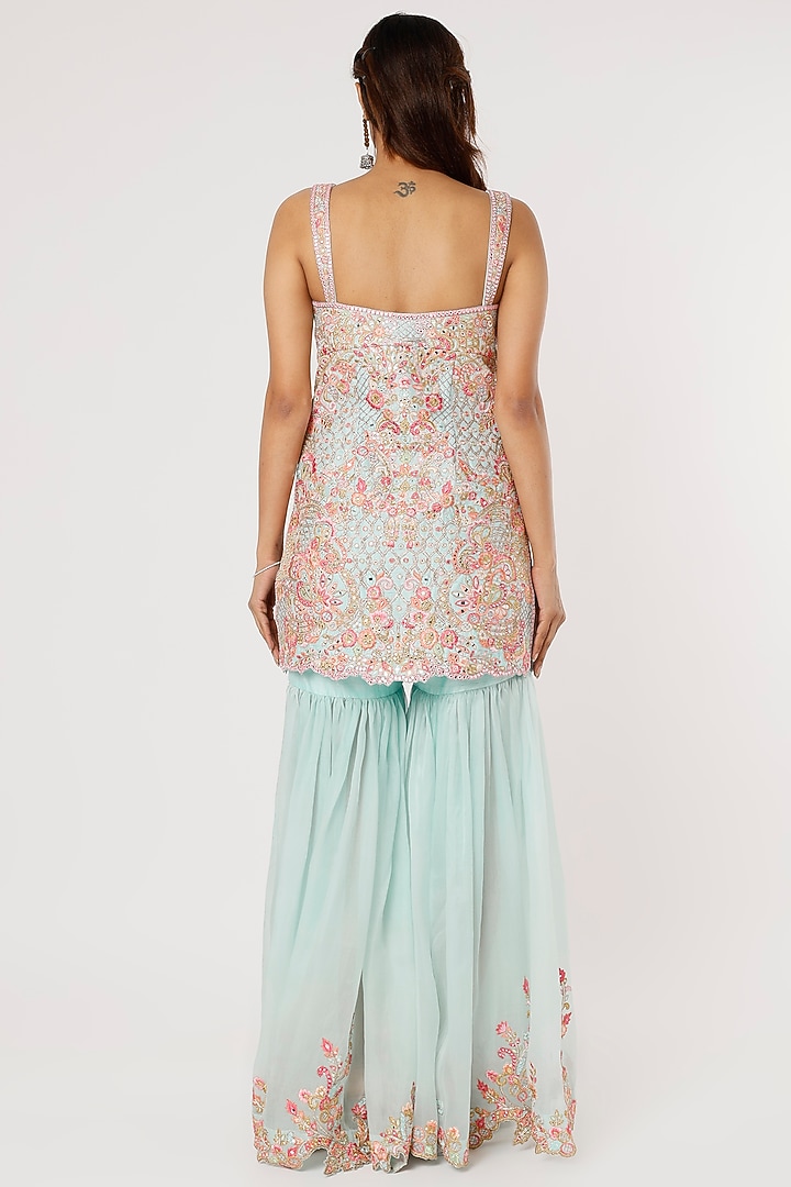 Ice Blue Organza Gharara Set by Tamanna Punjabi Kapoor at Pernia's Pop Up Shop