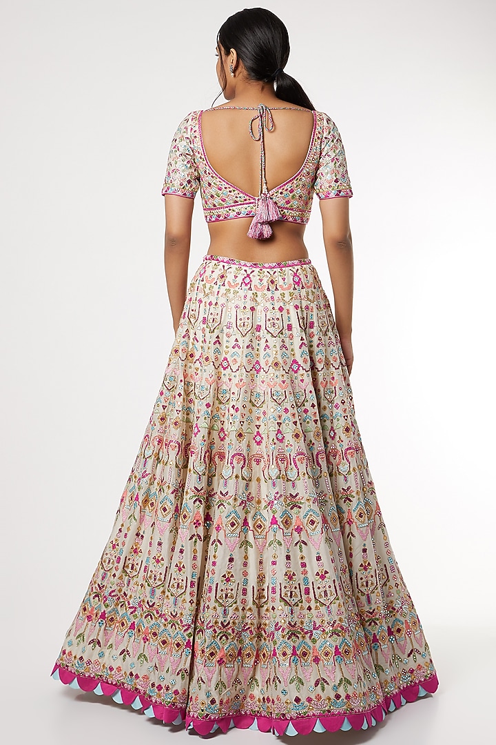 Ivory Resham Embroidered Bridal Lehenga Set by Tamanna Punjabi Kapoor at Pernia's Pop Up Shop