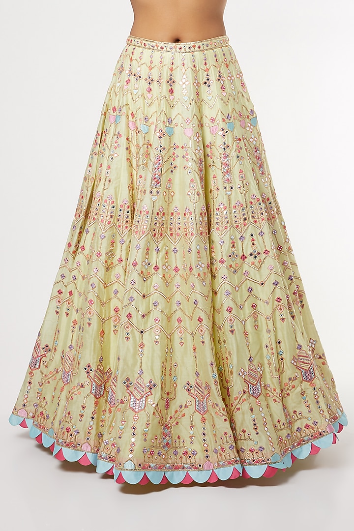 Mint Green & Pink Resham Embroidered Bridal Lehenga Set by Tamanna Punjabi Kapoor at Pernia's Pop Up Shop