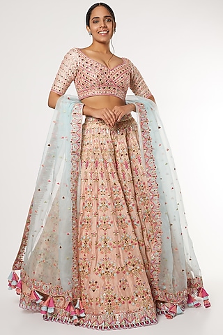 Peach Gota Embroidered Lehenga Set by Tamanna Punjabi Kapoor