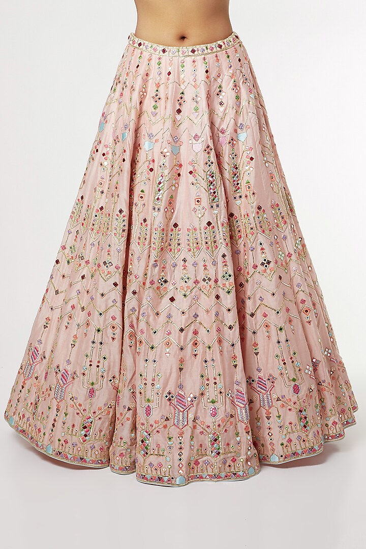 Blush Peach Embroidered Bridal Lehenga Set by Tamanna Punjabi Kapoor at Pernia's Pop Up Shop