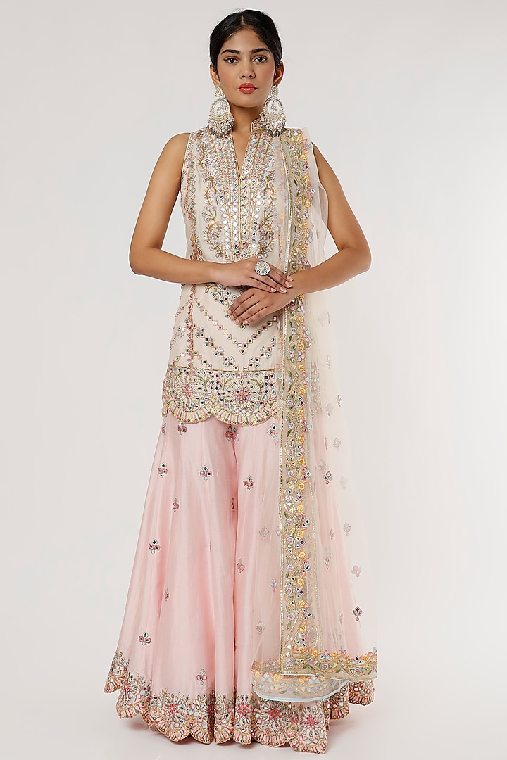 Blush Pink Embroidered Sharara Set by Tamanna Punjabi Kapoor at Pernia's Pop Up Shop