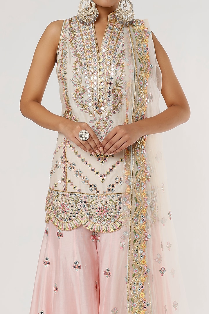 Blush Pink Embroidered Wedding Sharara Set by Tamanna Punjabi Kapoor at Pernia's Pop Up Shop