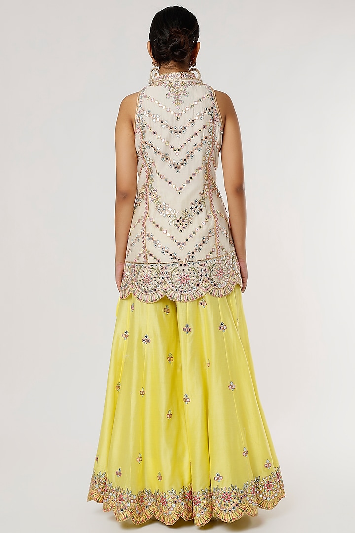 Yellow Embroidered Wedding Sharara Set by Tamanna Punjabi Kapoor at Pernia's Pop Up Shop