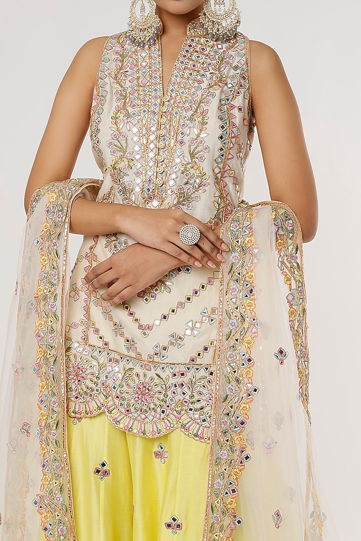 Yellow Embroidered Wedding Sharara Set by Tamanna Punjabi Kapoor at Pernia's Pop Up Shop