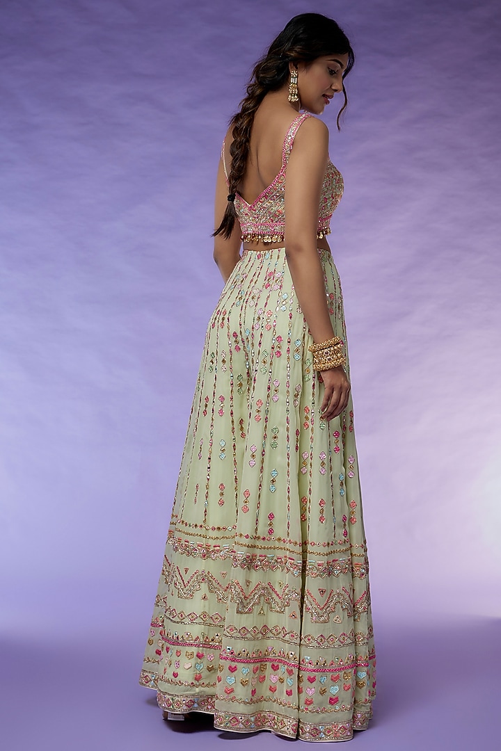 Mint Georgette Embroidered Bridal Sharara Set by Tamanna Punjabi Kapoor at Pernia's Pop Up Shop