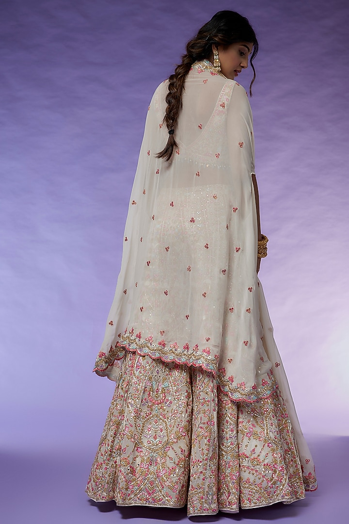 Ivory Georgette Embroidered Bridal Sharara Set by Tamanna Punjabi Kapoor at Pernia's Pop Up Shop