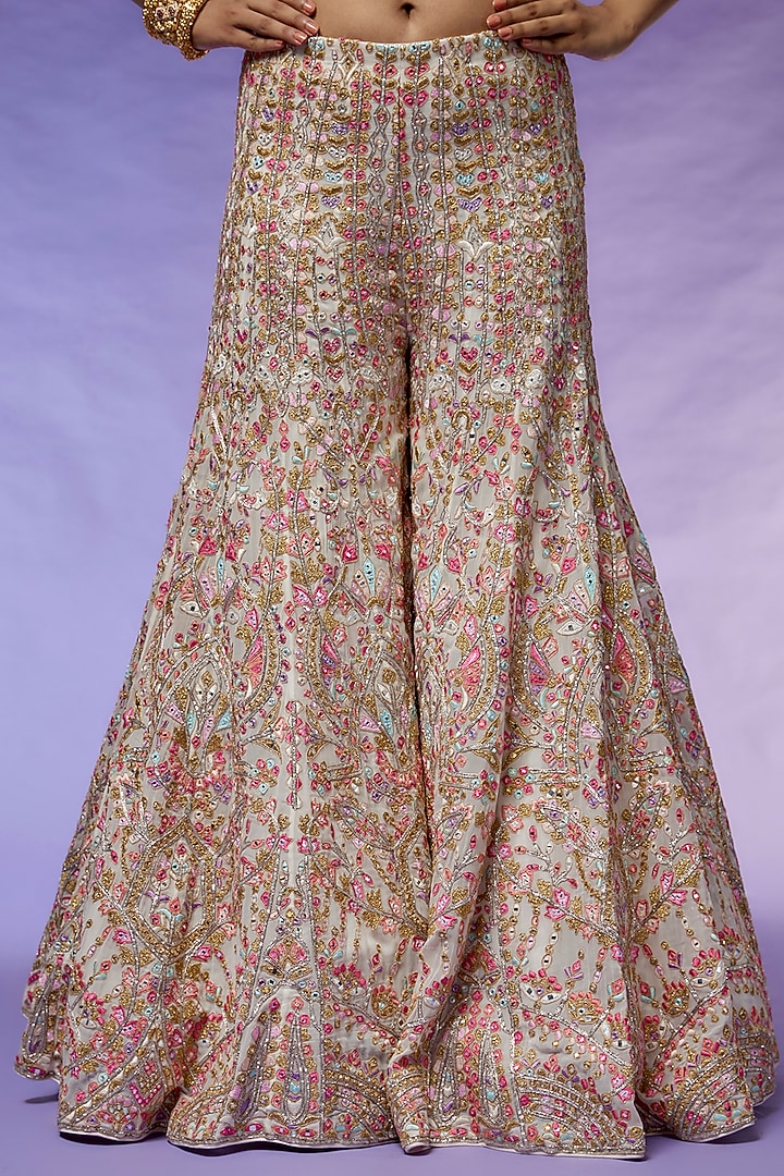 Ivory Georgette Embroidered Bridal Sharara Set by Tamanna Punjabi Kapoor at Pernia's Pop Up Shop