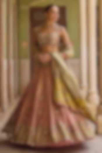 Rose Gold Ombre Kanjivaram Tissue Sequins Embroidered Bridal Lehenga Set by Tamanna Punjabi Kapoor at Pernia's Pop Up Shop