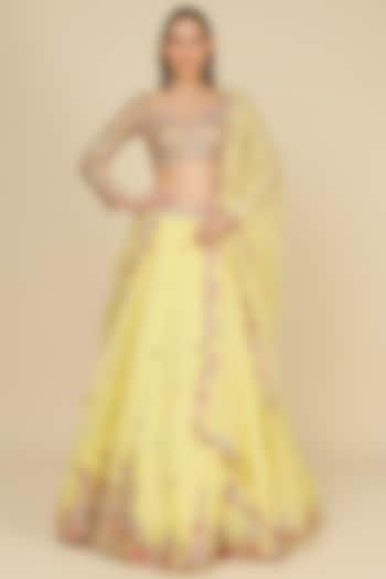 Yellow Embroidered Bridal Lehenga Set by Tamanna Punjabi Kapoor at Pernia's Pop Up Shop