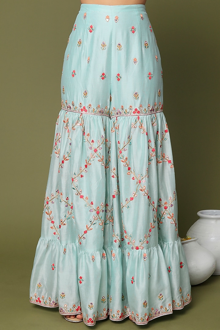 Blue Embroidered Gharara Set by Tamanna Punjabi Kapoor at Pernia's Pop Up Shop