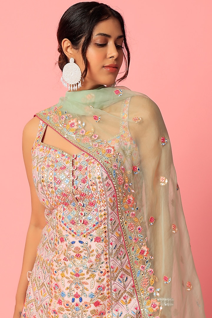 Blush Pink Chanderi Silk Bridal Sharara Set by Tamanna Punjabi Kapoor at Pernia's Pop Up Shop