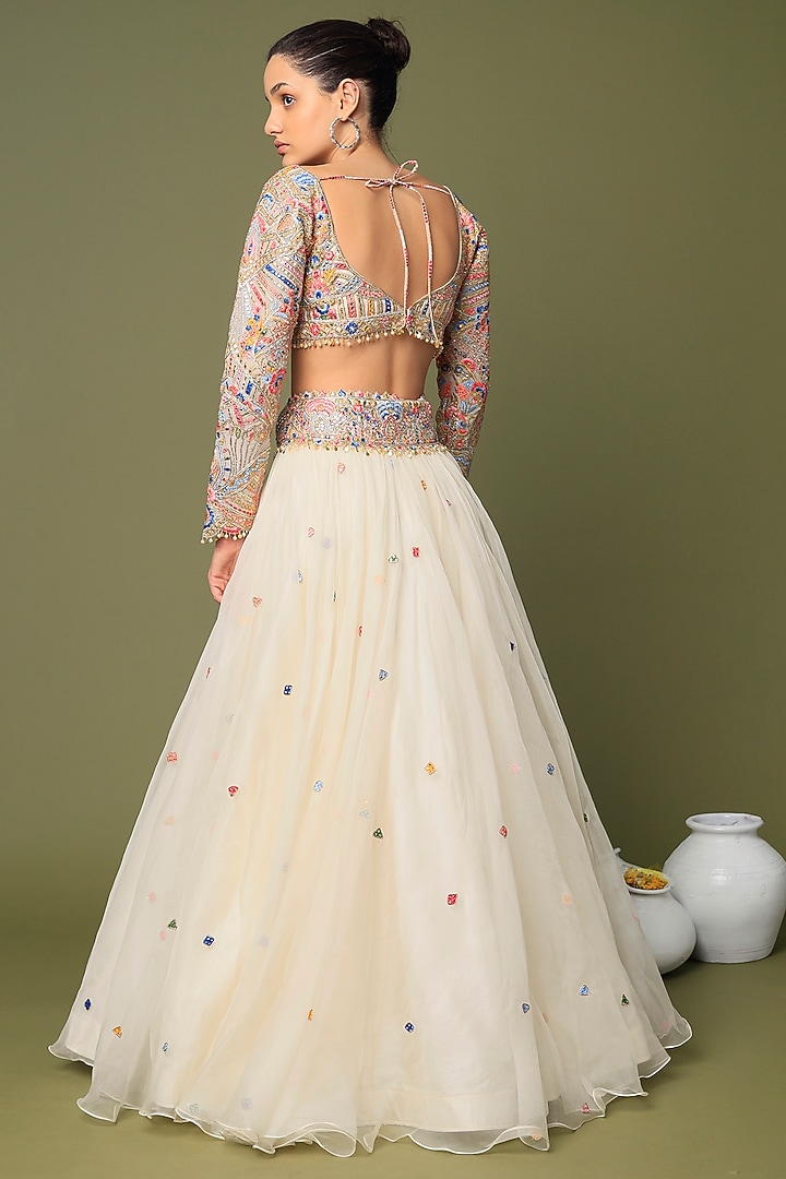 Ivory Embroidered Bridal Lehenga Set by Tamanna Punjabi Kapoor at Pernia's Pop Up Shop
