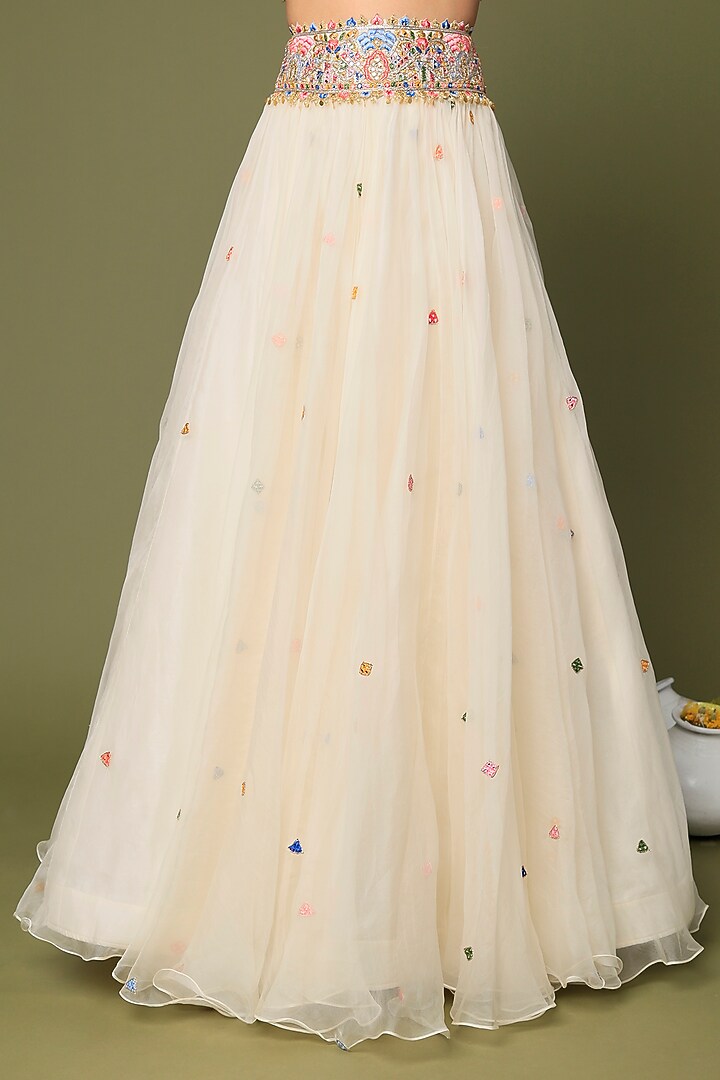 Ivory Embroidered Bridal Lehenga Set by Tamanna Punjabi Kapoor at Pernia's Pop Up Shop