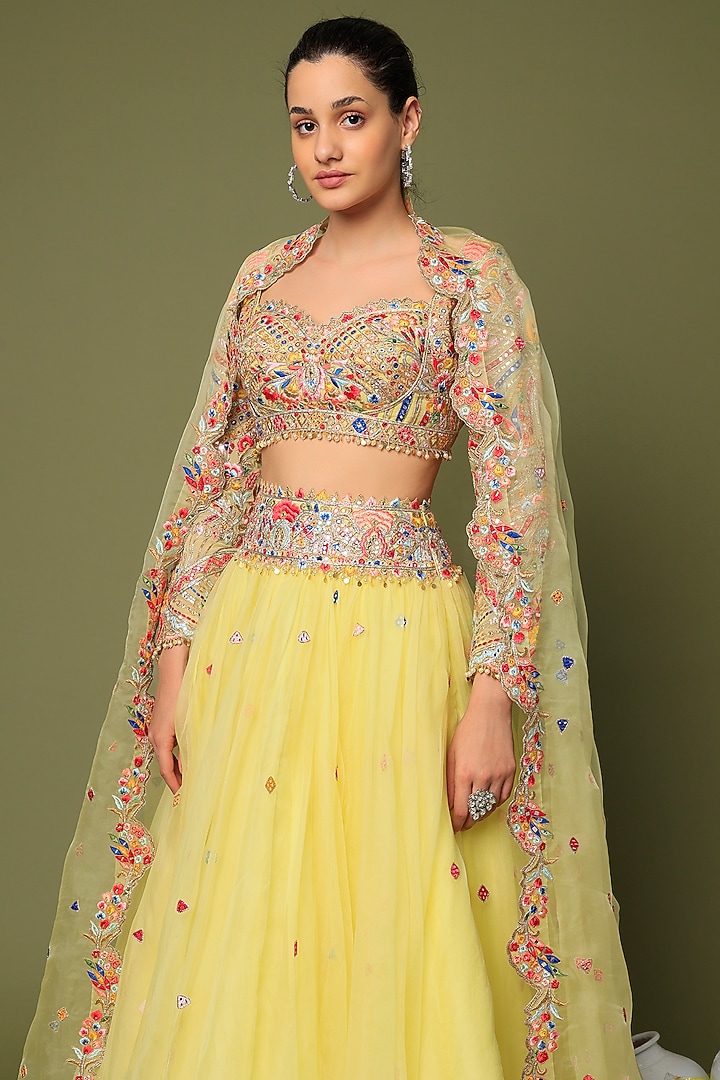 Yellow Embroidered Bridal Lehenga Set by Tamanna Punjabi Kapoor at Pernia's Pop Up Shop