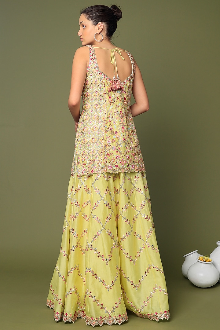 Yellow Embroidered Gharara Set by Tamanna Punjabi Kapoor at Pernia's Pop Up Shop