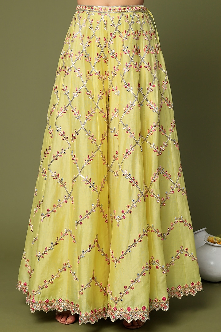 Yellow Embroidered Gharara Set by Tamanna Punjabi Kapoor at Pernia's Pop Up Shop