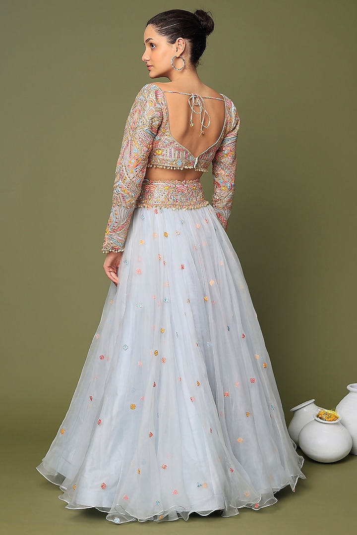 Sky Blue Embroidered Bridal Lehenga Set by Tamanna Punjabi Kapoor at Pernia's Pop Up Shop