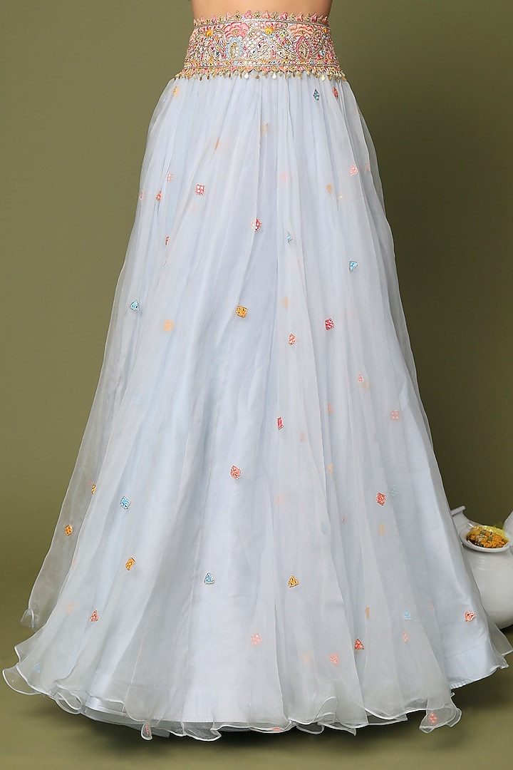 Sky Blue Embroidered Bridal Lehenga Set by Tamanna Punjabi Kapoor at Pernia's Pop Up Shop