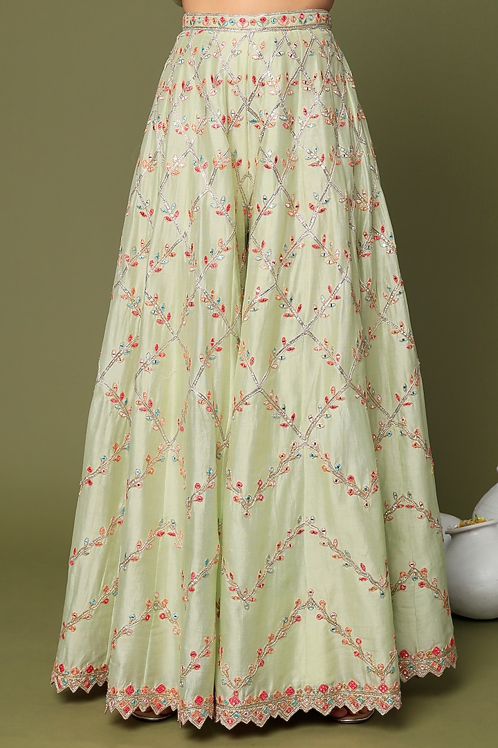 Mint Green Organza Embroidered Gharara Set by Tamanna Punjabi Kapoor at Pernia's Pop Up Shop