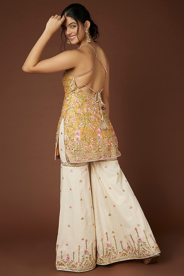 White Chanderi Silk Wedding Sharara Set by Tamanna Punjabi Kapoor at Pernia's Pop Up Shop