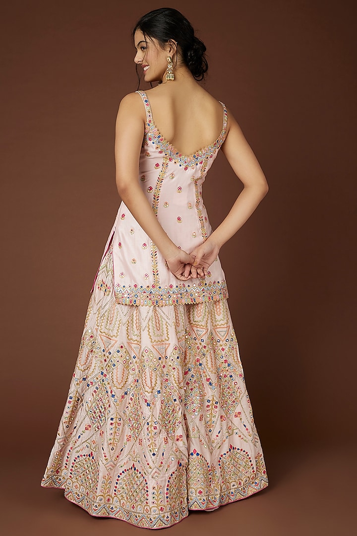 Blush Pink Chanderi Silk Bridal Sharara Set by Tamanna Punjabi Kapoor at Pernia's Pop Up Shop