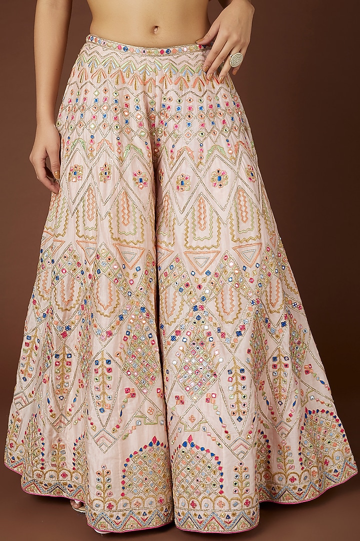 Blush Pink Chanderi Silk Bridal Sharara Set by Tamanna Punjabi Kapoor at Pernia's Pop Up Shop