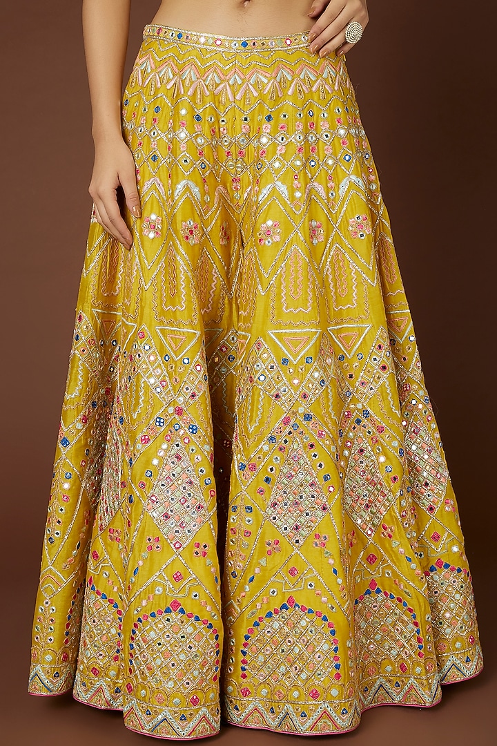 Yellow Chanderi Silk Bridal Sharara Set by Tamanna Punjabi Kapoor at Pernia's Pop Up Shop