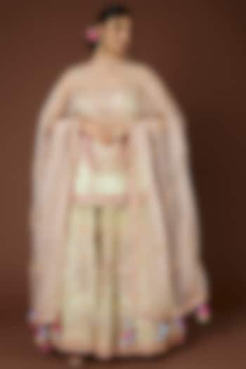 Light Green Chanderi Silk Resham Embroidered Gharara Set by Tamanna Punjabi Kapoor at Pernia's Pop Up Shop