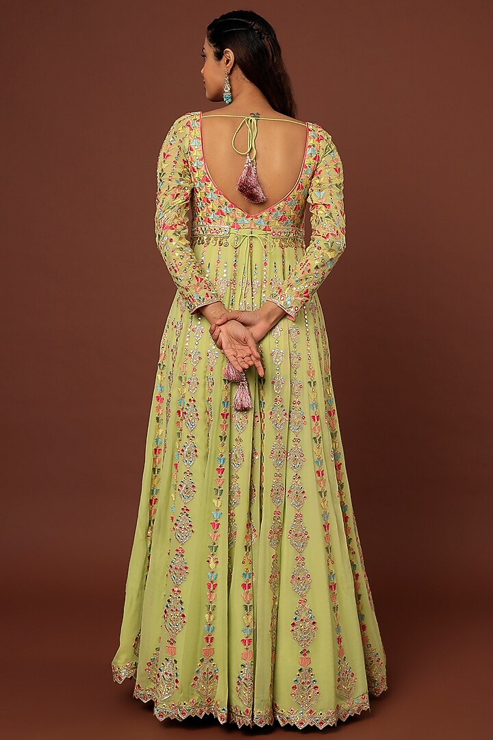 Lime Green Embroidered Bridal Anarkali Set by Tamanna Punjabi Kapoor at Pernia's Pop Up Shop