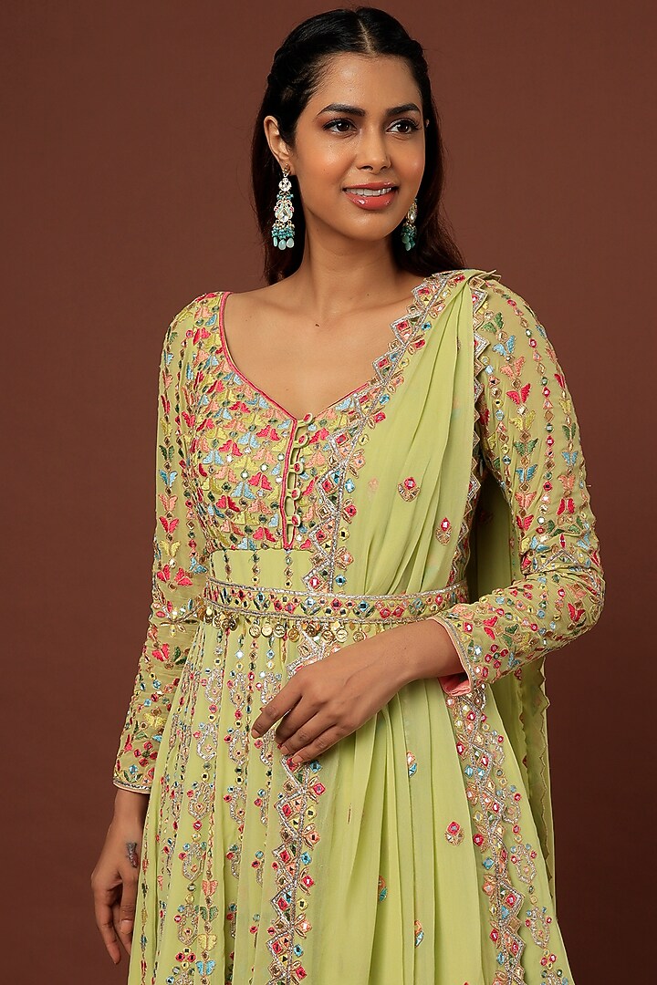 Lime Green Embroidered Bridal Anarkali Set by Tamanna Punjabi Kapoor at Pernia's Pop Up Shop